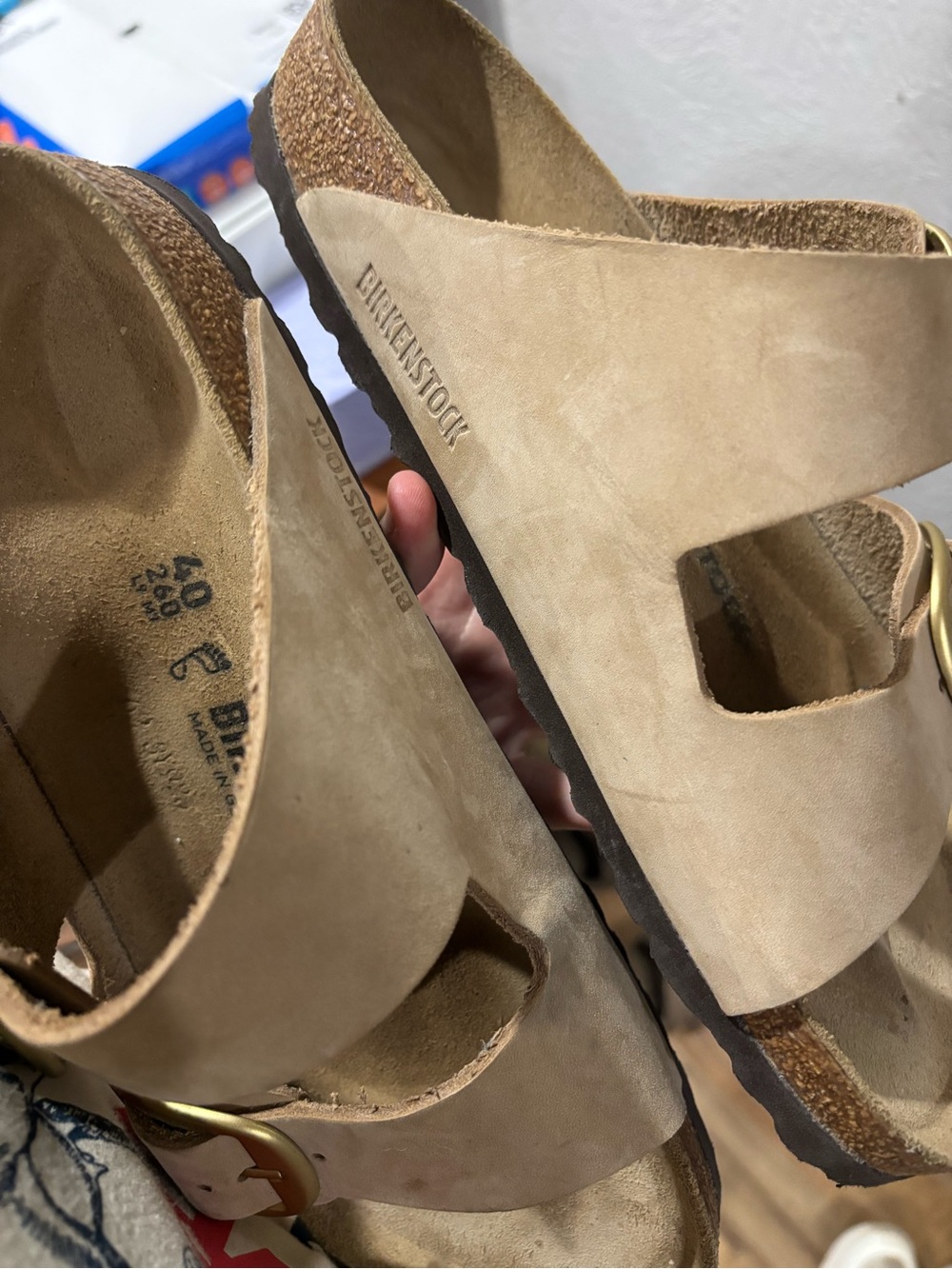 Birkenstock New w/o Box Arizona Big Buckle Sandcastle Nubuck Regular -size 40 - Picture 5 of 6